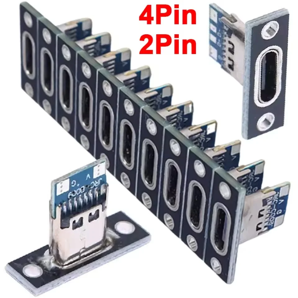 1-20 Stück USB-Buchse 3.1 Typ-C 2-Pin 4-Pin Buchsenanschluss Datenladeanschluss Kleine elektrische Ladebasis mit Befestigungsplatte Image