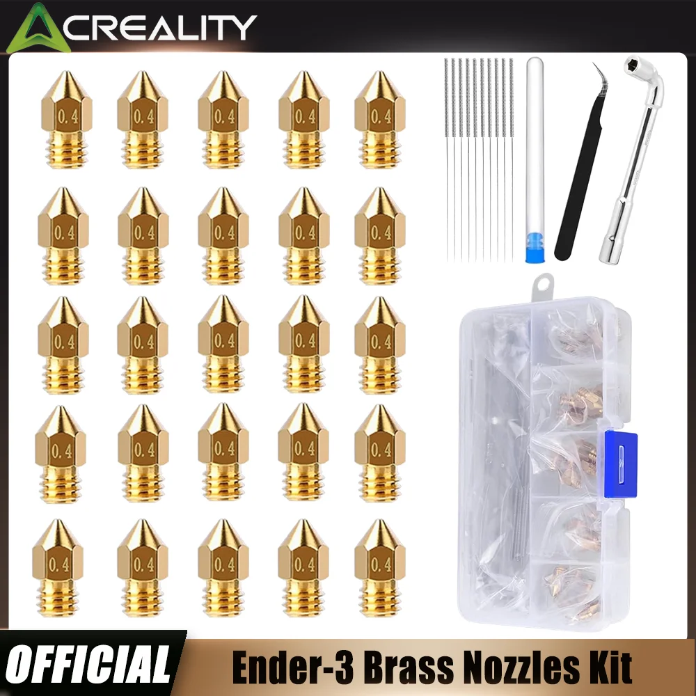 Creality Ender 3 Messingdüsen, 25 Stück 0,4 mm kompatibel mit Ender 3 / V2 / Pro / Max, Ender 5 und CR-10 Serie 3D-Drucker Image