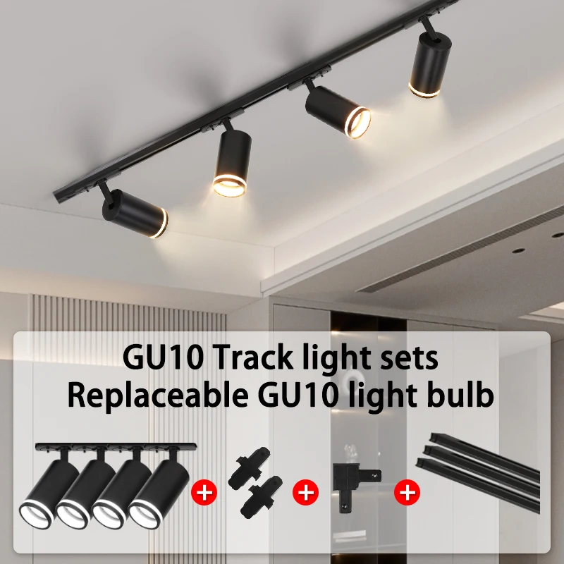 LED-Schienenleuchte GU10 Deckenstrahler für Wohnzimmer, Geschäft, Küche, Strahler, Schienenbeleuchtung, Schiene, Deckenlampen-Sets
