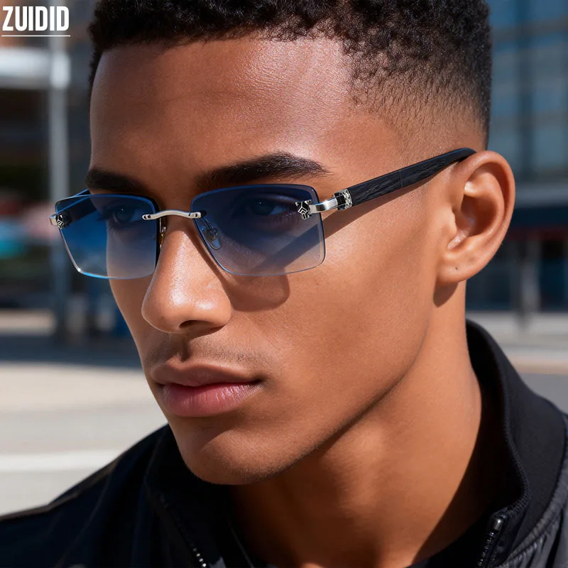 2026 Holzrahmenlose Sonnenbrille für Damen Trendige Retro UV400-Schutz Eckige Sonnenbrille für Herren Markendesign Modische Brille Dropshipping Image