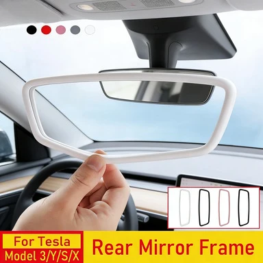Rückspiegel-Schutzrahmen für Tesla Model 3 Y S X 2026-2019 Juniper Mittelkonsolen-Zubehör Spiegel-Silikonabdeckung Image