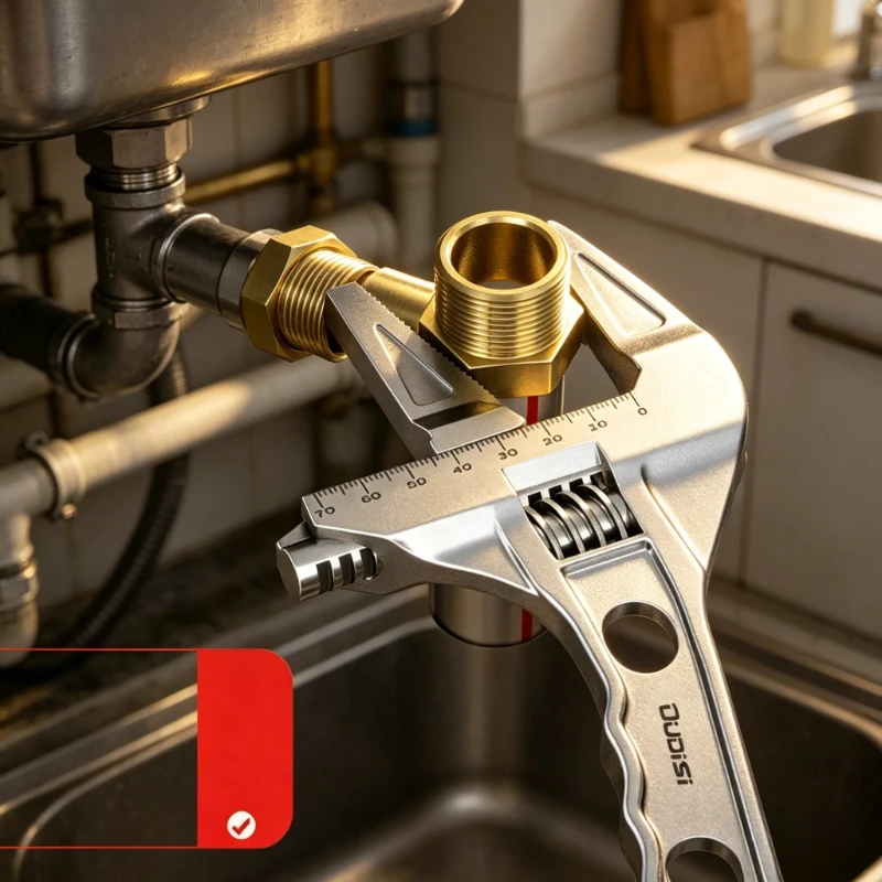 Verstellbarer Schraubenschlüssel mit großer Öffnung, robuster Schraubenschlüssel, multifunktionales Werkzeug für die Reparatur von Badezimmerarmaturen, Sanitär-Handwerkzeuge