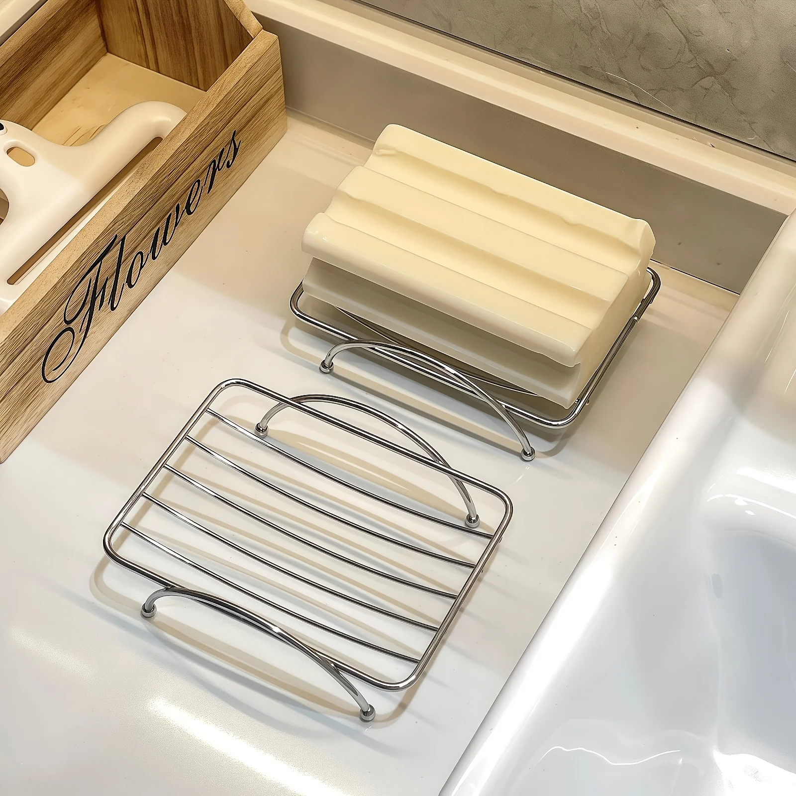 Seifenschalen aus Edelstahl, rostbeständig, Seifenkorb für Badezimmer, Toilette, Dusche, Seifenhalter, Marken-Küchenzubehör