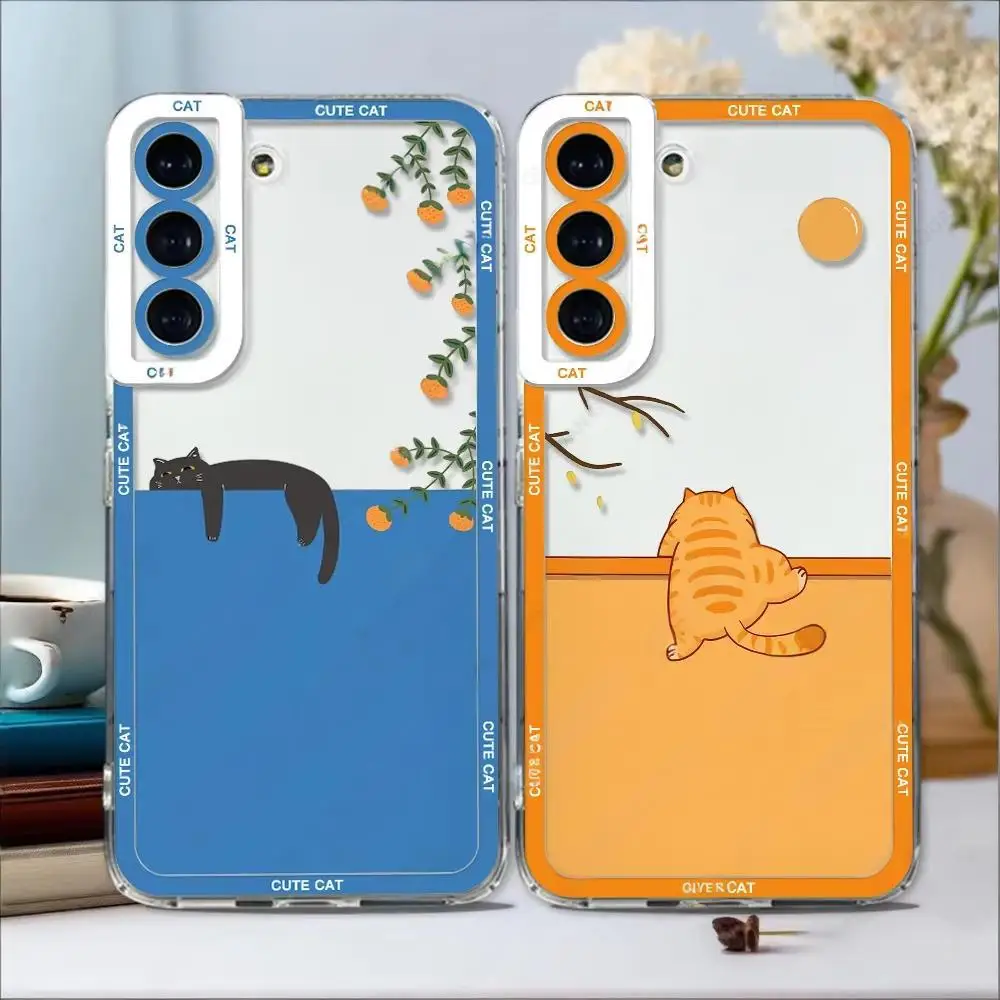 Süße Cartoon-Katzen-Handyhülle für Samsung Galaxy S26 S23 S24 S22 S25 Ultra Plus Stoßfeste Schutzhülle für Galaxy S25+ S24+ S23+ Fundas Image
