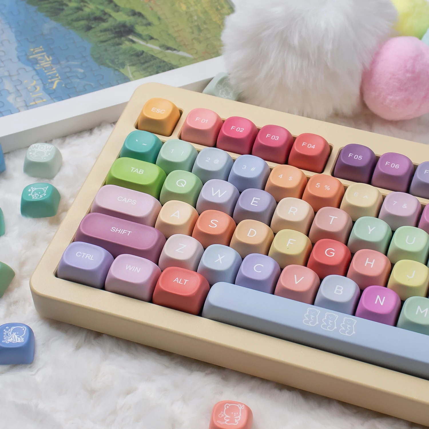 129 Tasten Gummy Bears Keycaps Dye-Sub MOA Profil PBT Keycaps Niedlich für MX MX mechanische Tastatur Image