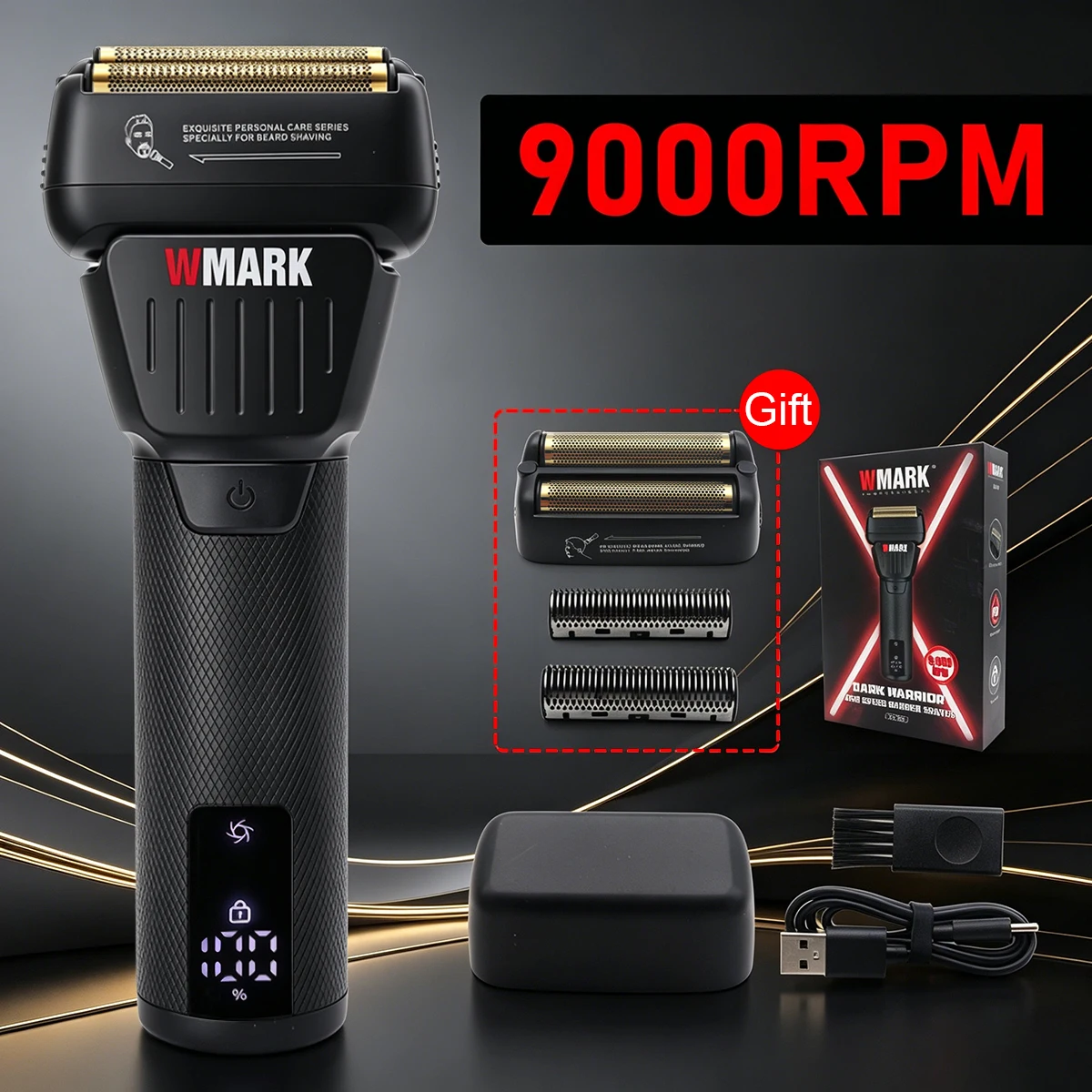 WMARK Elektrorasierer Wasserdichter Bartschneider 9000 U/min Rasiermaschine Professioneller Rasierer LED-Rasierer für Männer NG-7982 Image