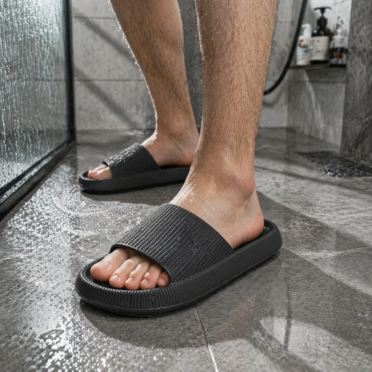 Herren- und Damen-Hausschuhe mit Dicker Sohle, Rutschfeste Sommer-Badezimmer-Dusch-EVA-Sandalen, Strand-Freizeit-Komfort-Hausschuhe Image