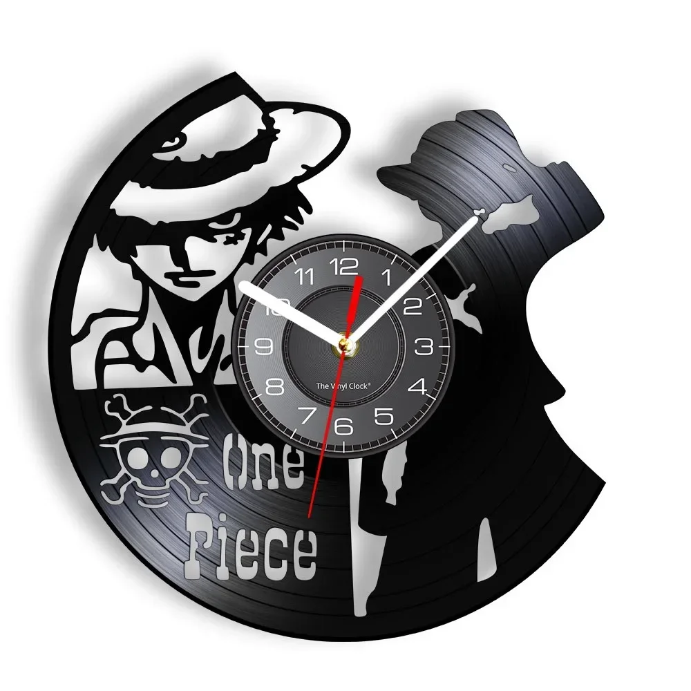 One Piece Vinyl Record Wanduhr für Manga Mystery Ruffy Charakter ausgeschnittenes Musikalbum Longplay Wanduhr Kinderzimmer Home Decor