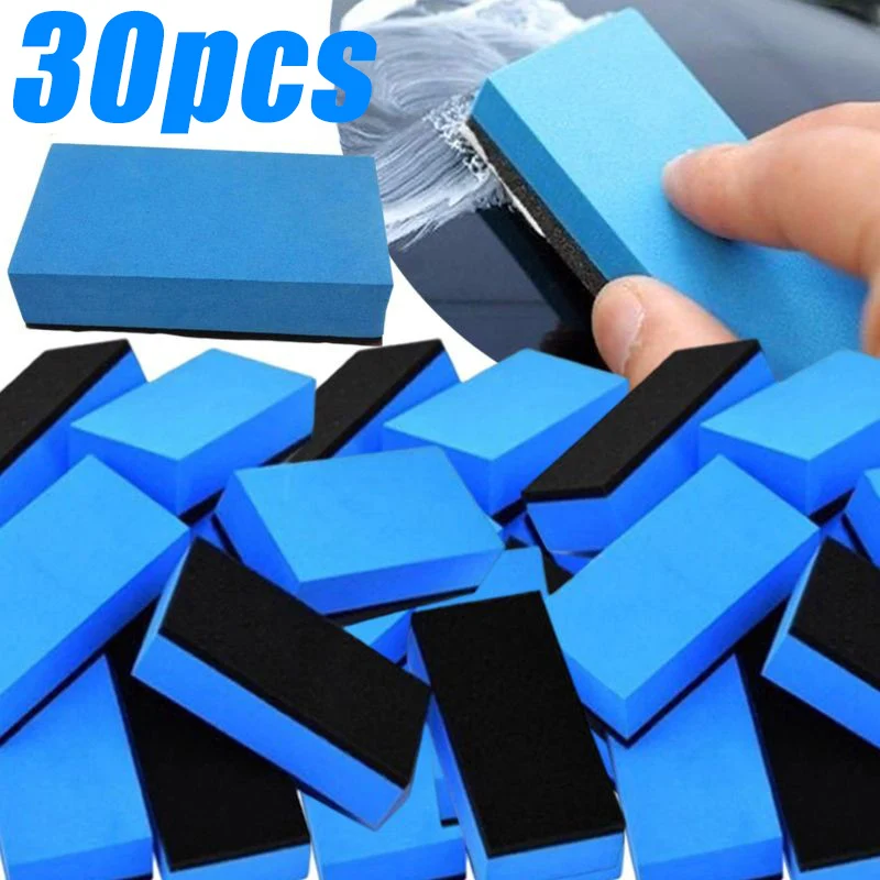 1/30pcs Auto Keramik beschichtung Schwamm Applikator Glas Nano Wachs Mantel Schwämme blau quadratischen Schwamm und Stoff Auto Reinigungs bürste Image