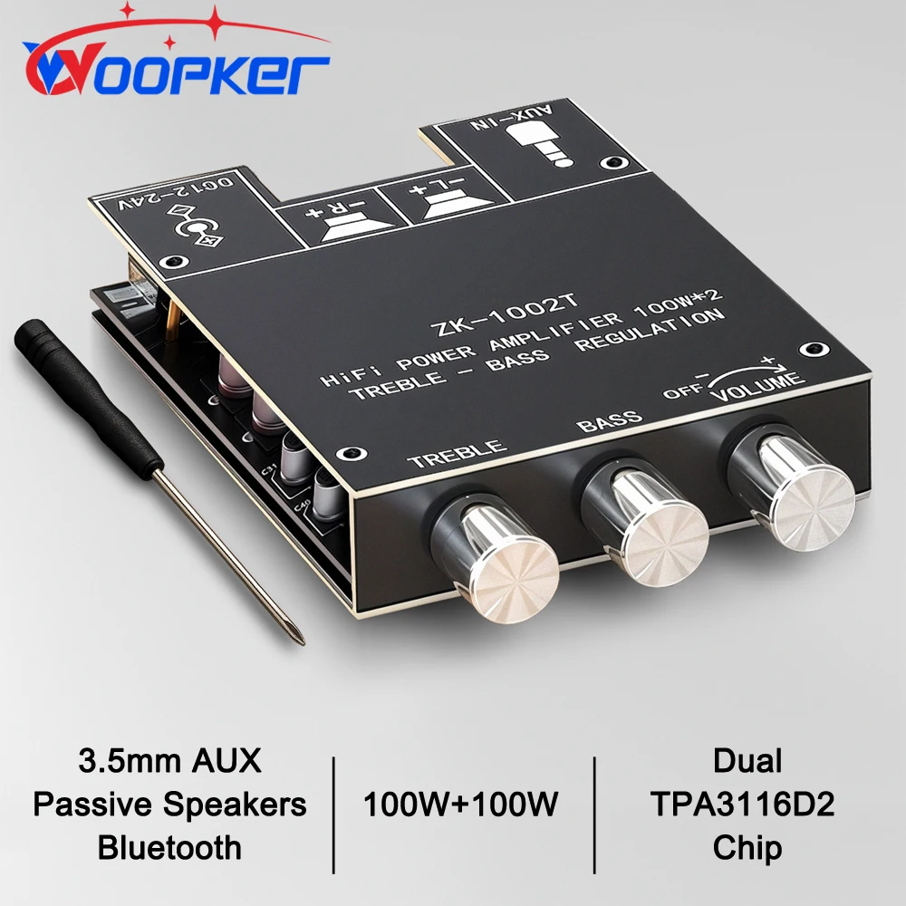200W ZK-1002T 2,0 Kanal HIFI Subwoofer Digital Power Verstärker AUX BT5.0 Audio Modul Stereo Audio Verstärker für Hause Woopker Image