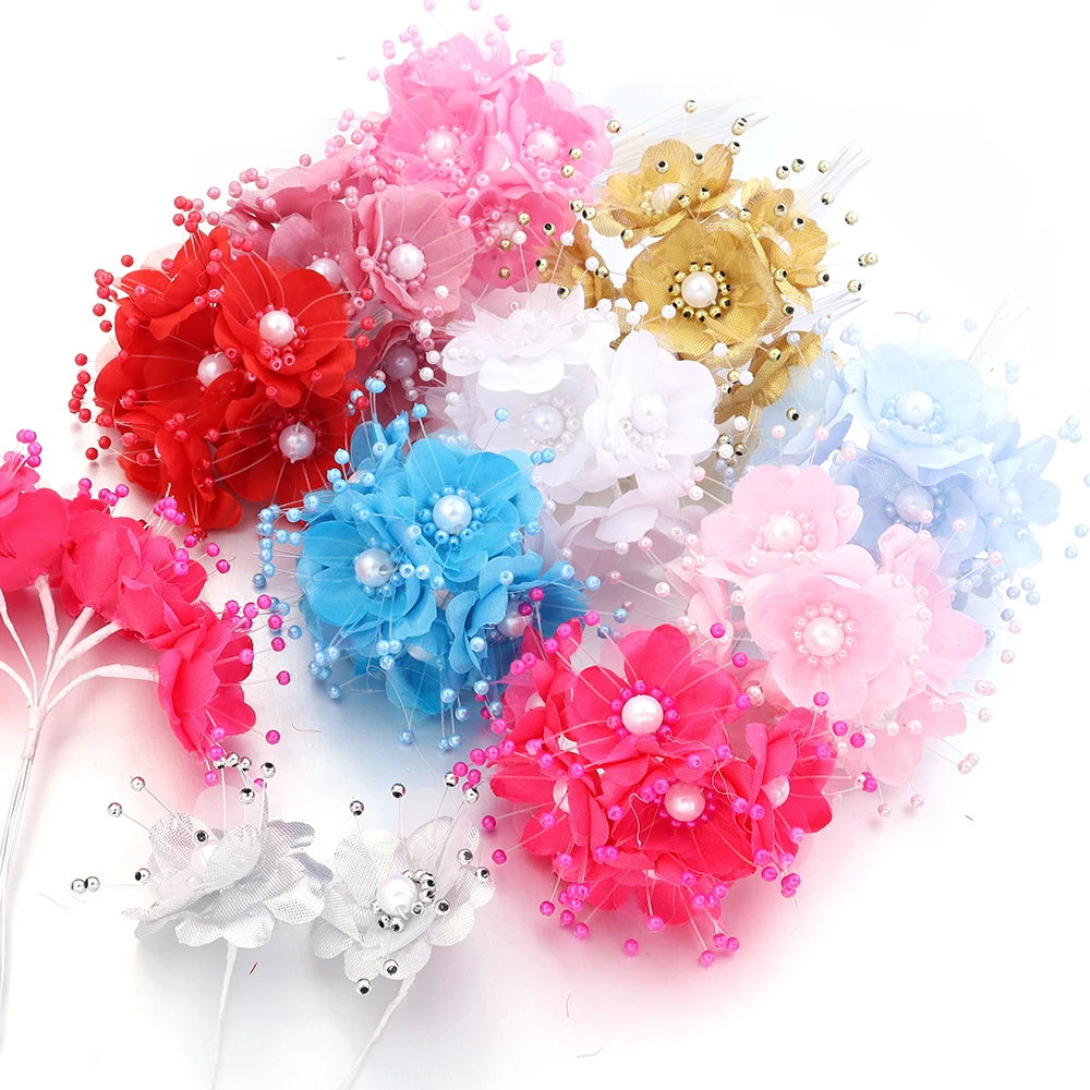 6 Teile/los 8,5-12 cm Künstliche Chiffon Blume Rose Blumenstrauß für Home Zimmer Hochzeit Dekoration DIY Scrapbooking Girlande Kranz Image