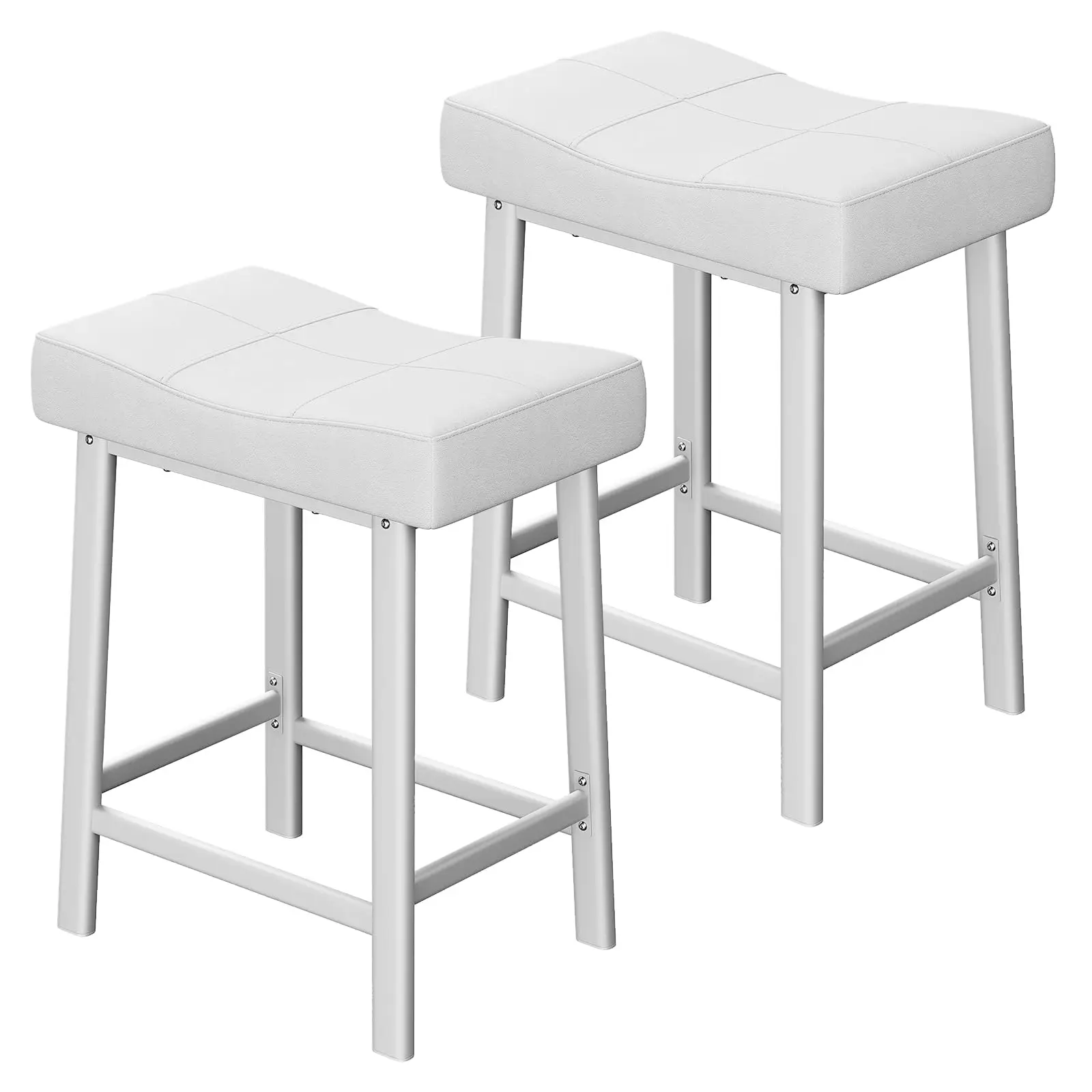 2er-Set Barhocker, 61 cm hoch, gepolstert mit PU-Lederbezug und Metallgestell für Küche, Esszimmer und Bar