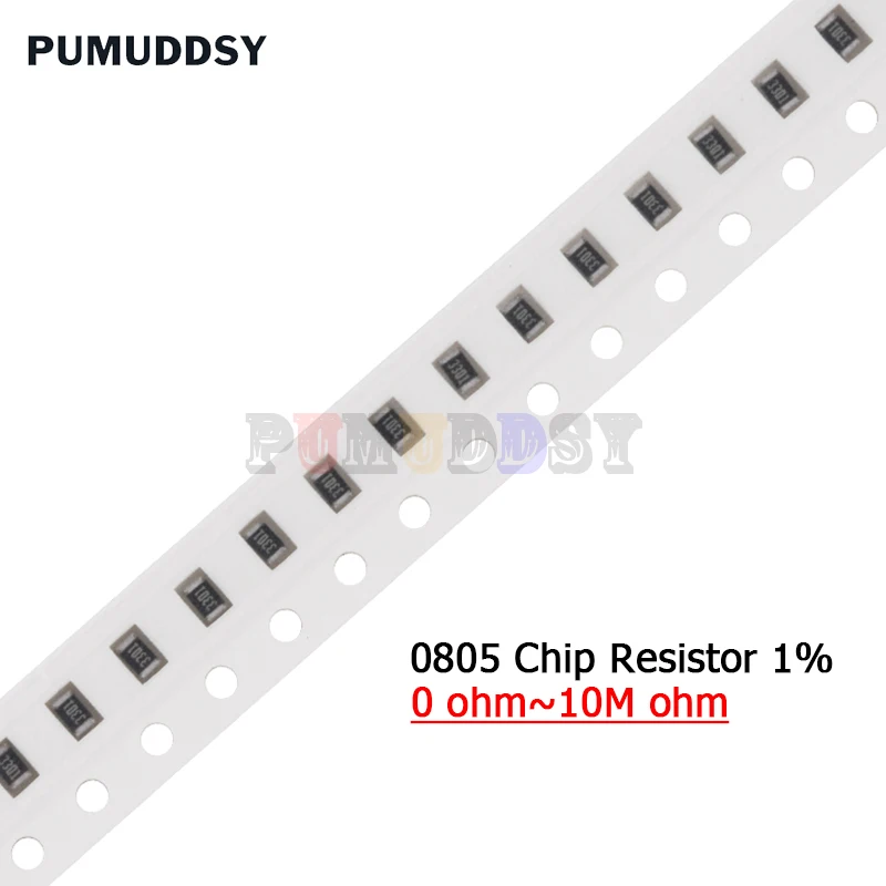100PCS 0805 1% 1/8W SMD chip widerstand 0R ~ 10M 0 1R 10R 100R 220R 330R 470R 1K 4,7 K 10K 47K 100K 1M 10M 0 1 10 100 330 470 ohm Image