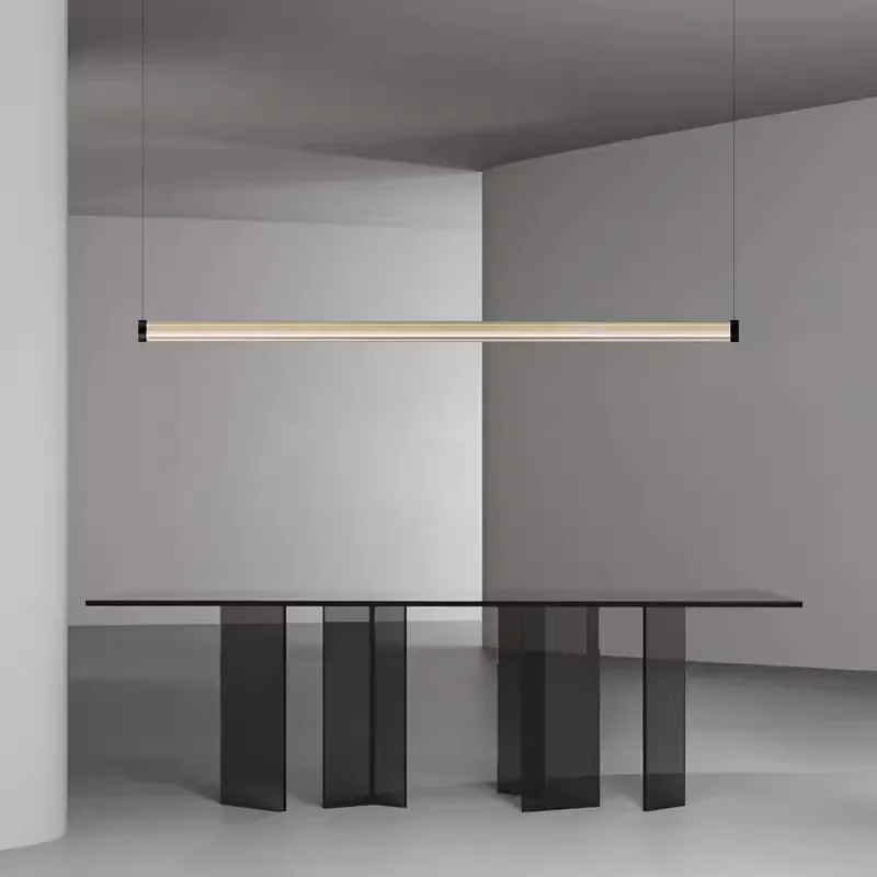 2026 Nordic Restaurant Kronleuchter Licht Luxus Moderne Minimalistischen Bar Schreibtisch Büro Kronleuchter Kreative Ein Wort Lange Glas Kronleuchter