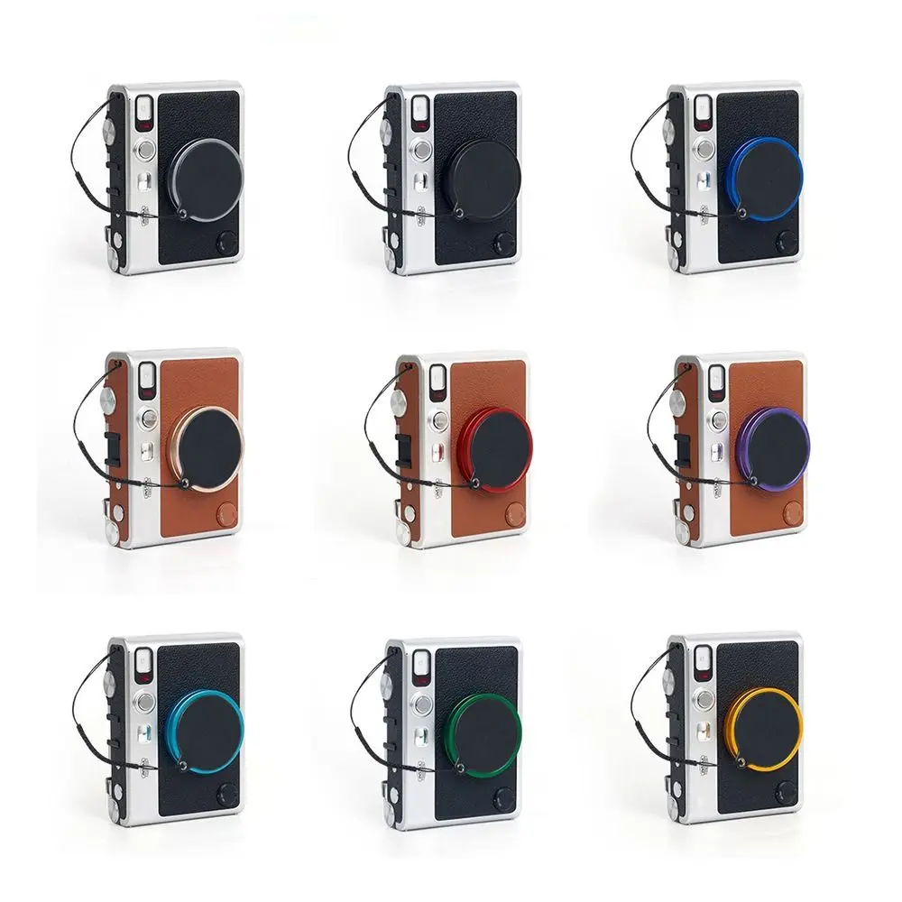 Für Fujifilm Instax mini EVO Echtes Leder Objektiv Abdeckung Aufkleber Schutzhülle Seil Anti Drop Lanyard Instant Kamera Objektiv Kappe Image