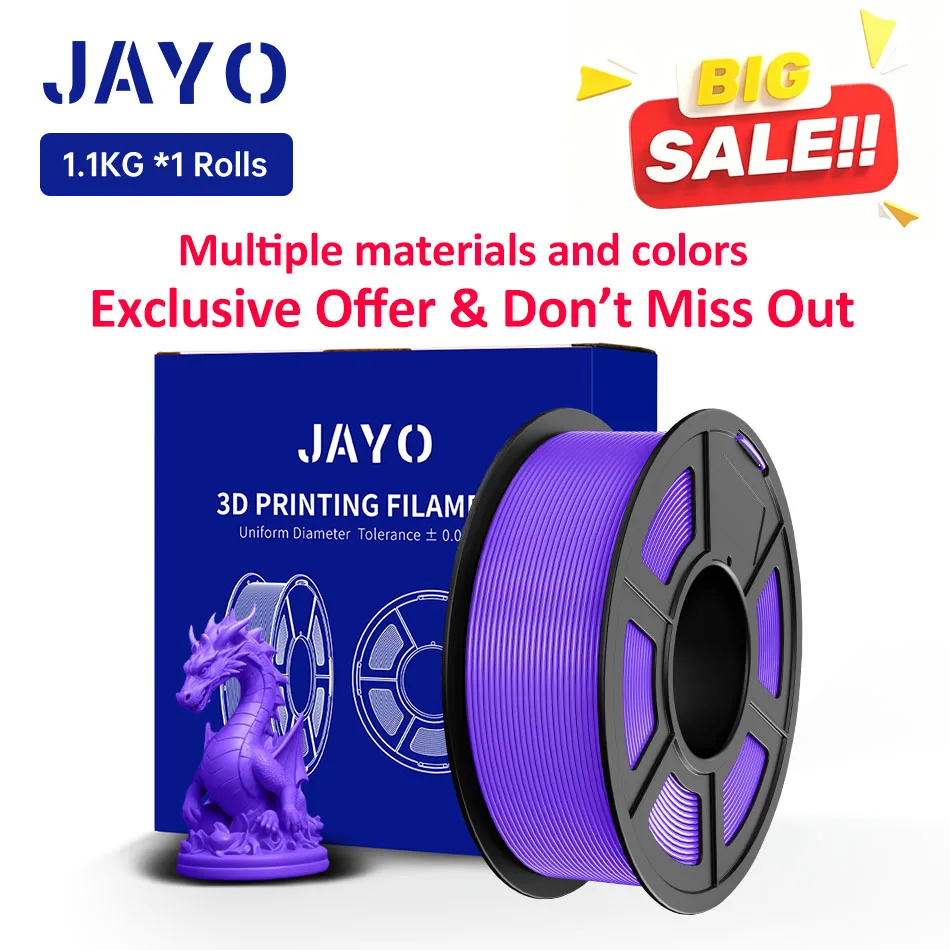 JAYO 1,1KG Hochgeschwindigkeits-PLA PLUS 2.0 / PLA PLUS / SILK 3D-Drucker-Filament 1,75MM Sorgfältig Gewickeltes 3D-Drucker-Filament 1,1KG/Rolle Image