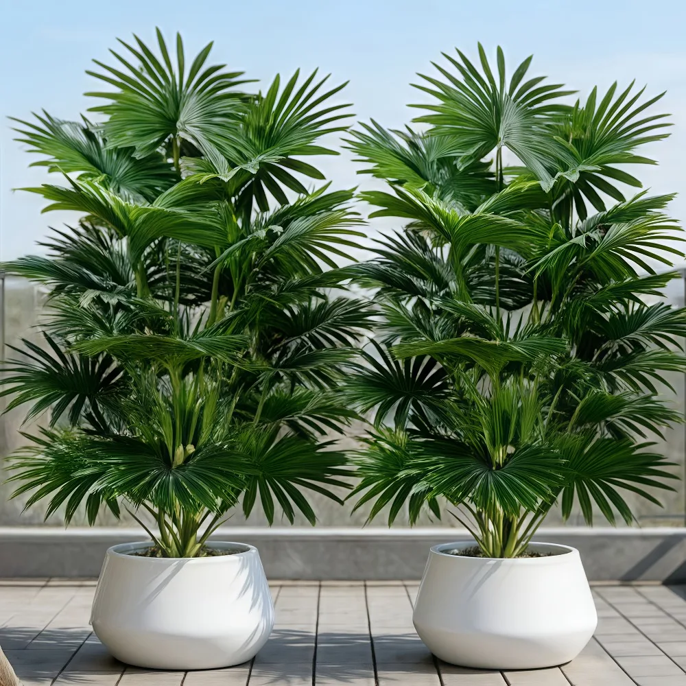 1 Pezzo Grande Pianta Artificiale 60-105cm, Grande Albero di Girasole Finto a Foglia Ventaglio, Foglie di Pianta in Plastica, Palma Artificiale della Giungla per la Casa