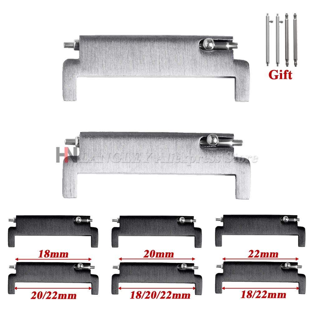 1 Paar Uhrenarmband-Adapter 18 mm auf 20 mm, 22 mm, 20 mm auf 18/20/22 mm, 22 mm auf 22 mm, Schnellverschluss-Stifte, Anschlüsse, Uhrenarmband-Zubehör Image