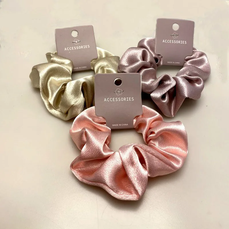 2023 mode Satin Scrunchie Frauen Seide Haar Krawatte Elastische Haar Bands Mädchen schwarz Haarbänder Haar Seil Crunchie Für Haar Zubehör Image
