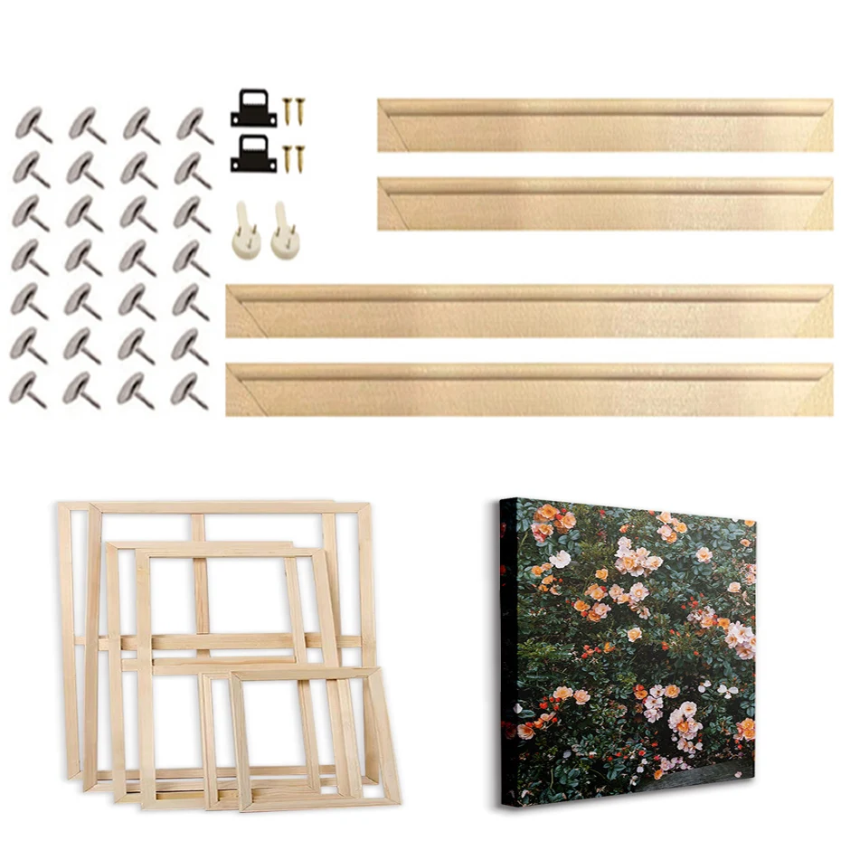 Natürliche DIY-Holzrahmen Leinwand-Ölgemälderahmen Holzkunstrahmen Einfach zu Montieren mit Zapfen- und Langlochverbindung Heimdekoration Image