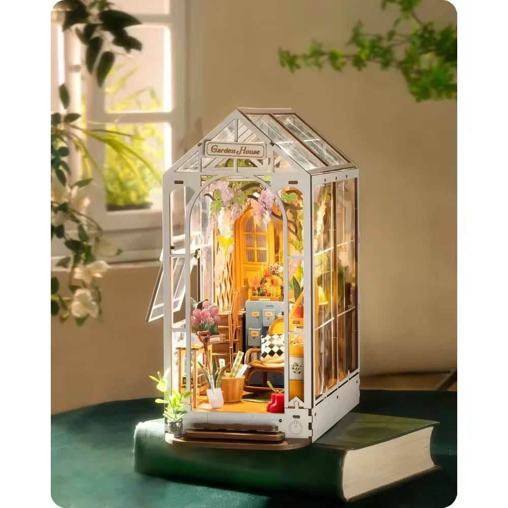Kreative Desktop-Dekoration Bücherregal für Erwachsene 3D Puzzle DIY Feiertags-Blumenraum Buchständer Kleines Haus Geschenkbox Image