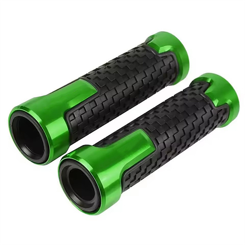 7/8 Motorcycle Grips, Universal 22mm Non-Slip CNC Aluminum Rubber Handlebar Hand Grips for Scooter Sportbike, Ergonomic Comfort Handle Bar Ends, 1 Pair