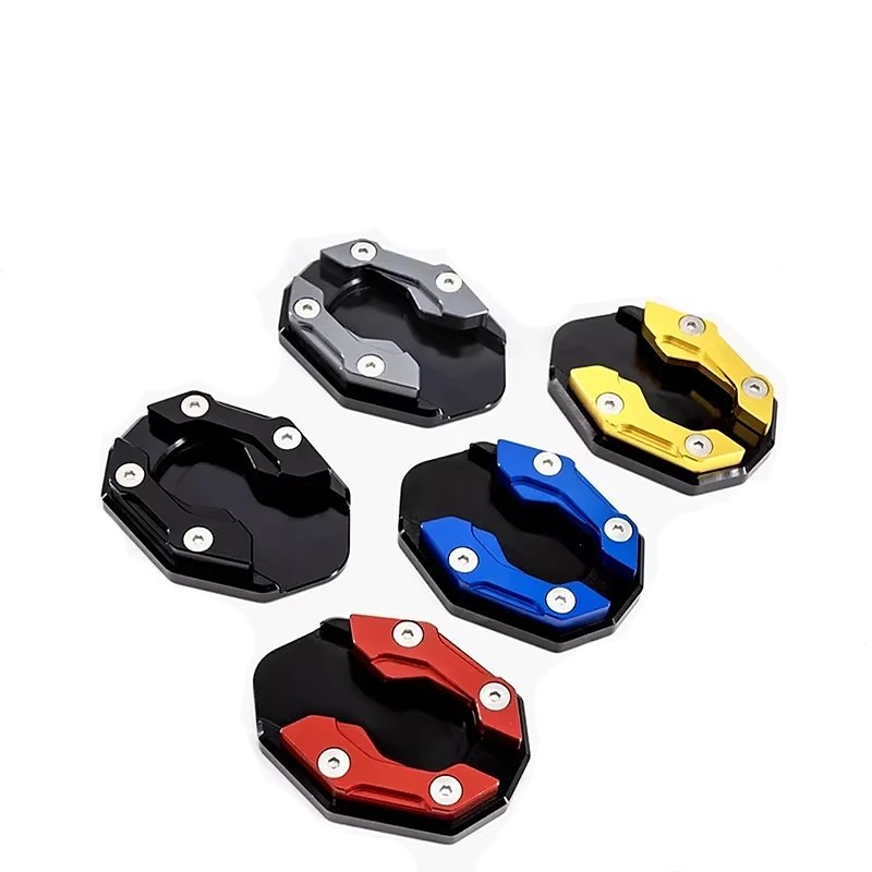 5 Pack Motorcycle Kickstand Pad - Universal Aluminum Side Stand Foot Support Base, Anti-Slip Enlarged Parking Pad for Soft Ground, fits Motorbike Scooter, Easy Installation, 2 Inch Wide