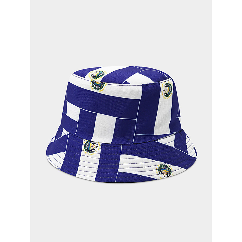 Men's Polyester Printed Bucket Hat, Reversible Double-Sided Design, Multiple National Flag Patterns, Ideal for Soccer Game Support, Fan Cheers, Outdoor Sports and Casual Wear