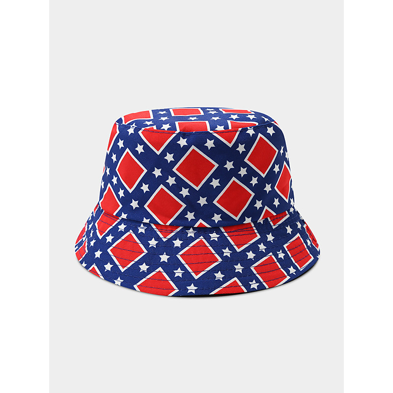 Men's Polyester Printed Bucket Hat, Reversible Double-Sided Design, Multiple National Flag Patterns, Ideal for Soccer Game Support, Fan Cheers, Outdoor Sports and Casual Wear