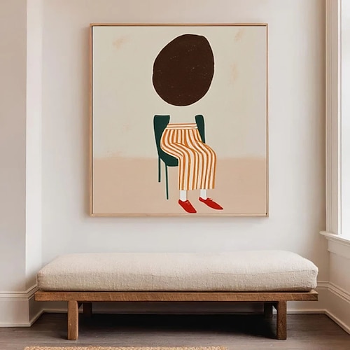 Großes Frauenporträt, originelles Cowboy-Porträt, abstrakte Figurenkunst, elegante Damen-Wandkunst, moderne abstrakte Cowboy-Wandkunst Image