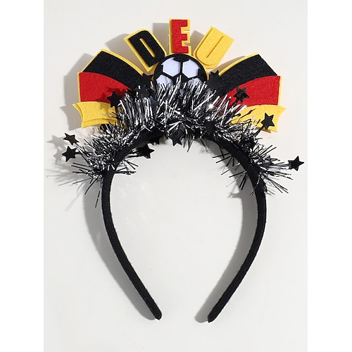 Statement-Stirnband aus Polyester für Damen, extragroß, auffälliges Design mit mehreren Nationalflaggen, perfekt zum Anfeuern bei Fußballspielen, zur Unterstützung der Fans und für den sportlichen Alltag. Image