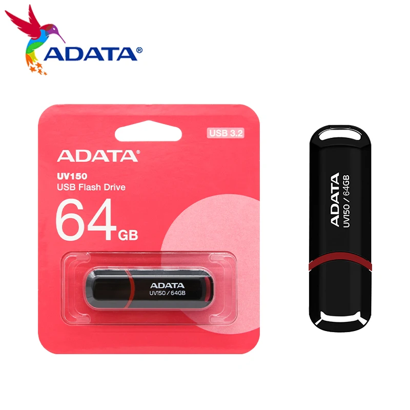ADATA USB 3.2 Pendrive 128 GB USB-Flash-Laufwerk 64 GB U-Disk Hochgeschwindigkeits-Stick 32 GB tragbares Flash-Laufwerk UV150 Schwarz für Desktop Image