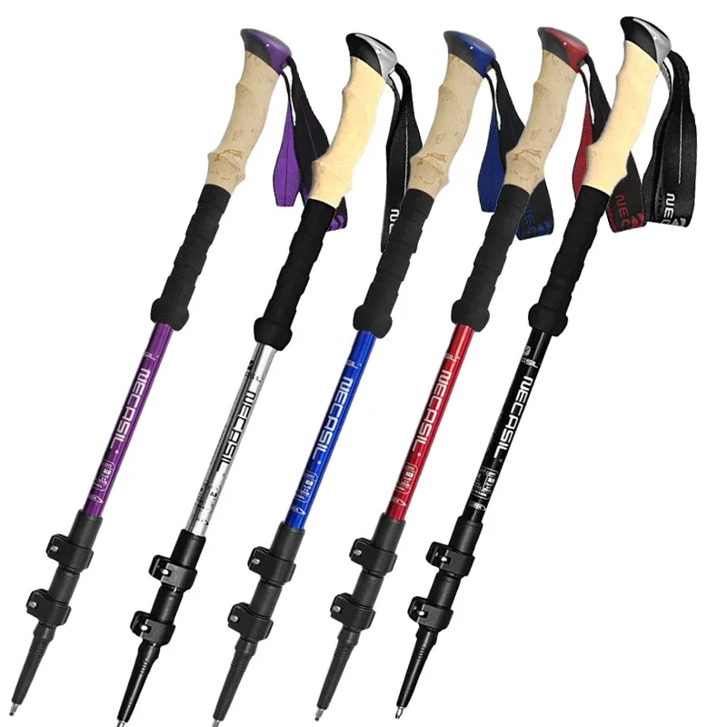 1 Stück Wanderstock mit Stoßdämpfung, Teleskop-Trekkingstöcke, Ultraleichte Wanderstöcke aus Aluminium für Outdoor-Aktivitäten, 135 cm Image