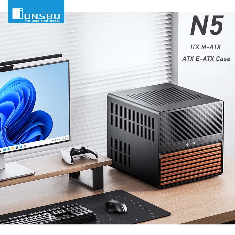 Jonsbo N5 NAS-Computergehäuse ITX/M-ATX/ATX/E-ATX PC-Gehäuse 12+4 Festplattenraum ATX-Netzteil mit Lüfter Aluminium-Desktop-Gehäuse Image