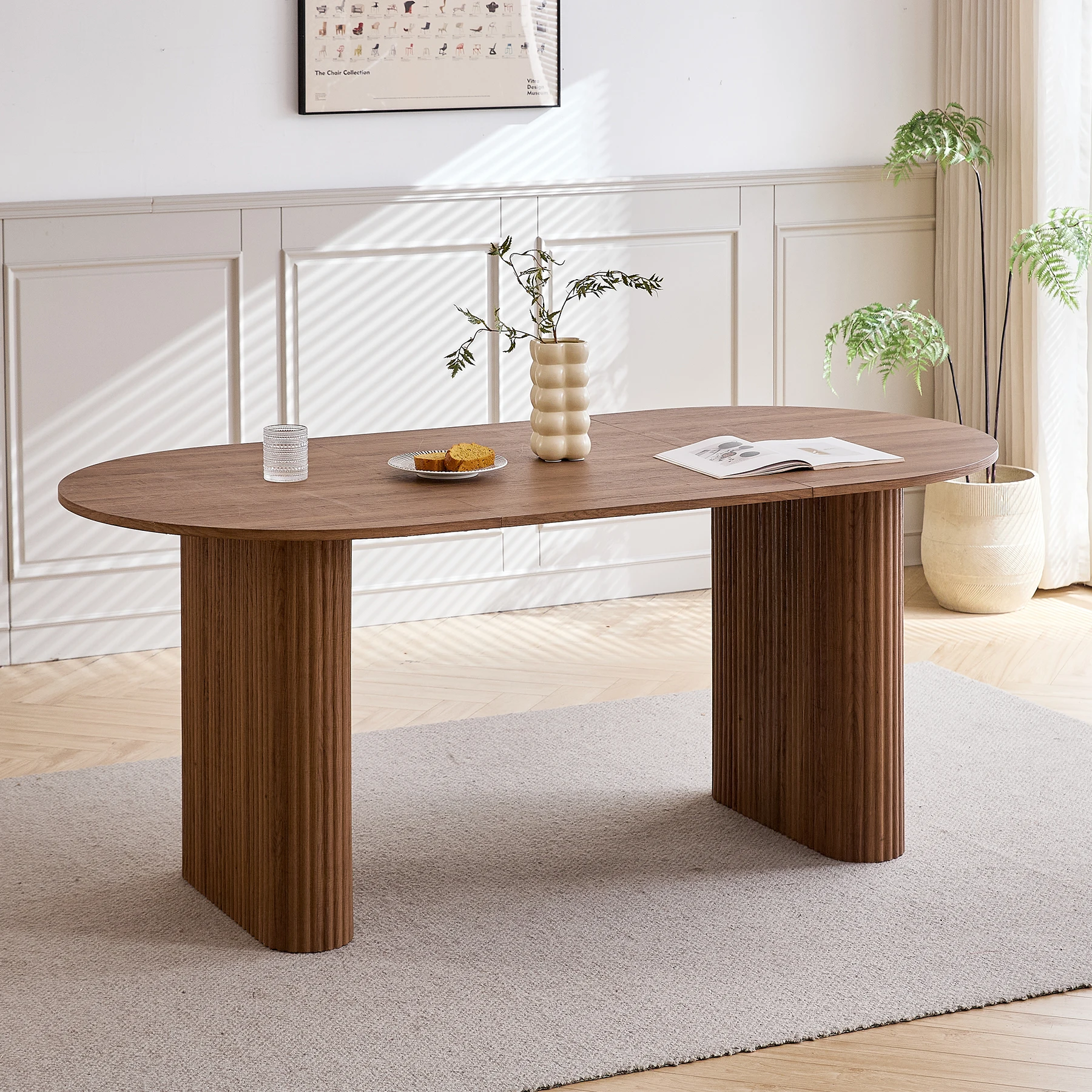 EGOONM Esstisch im nordischen Stil, oval, schlichtes Design, Home Density – Esstisch für Restaurants, für 6–8 Personen, 180 cm x 90 cm