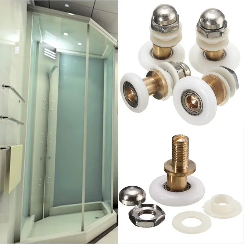 4 Stück 23/25/27 mm Ersatz Messing Badezimmer Duschtür Roller Runner Glas Schiebetür Rad Riemenscheibe