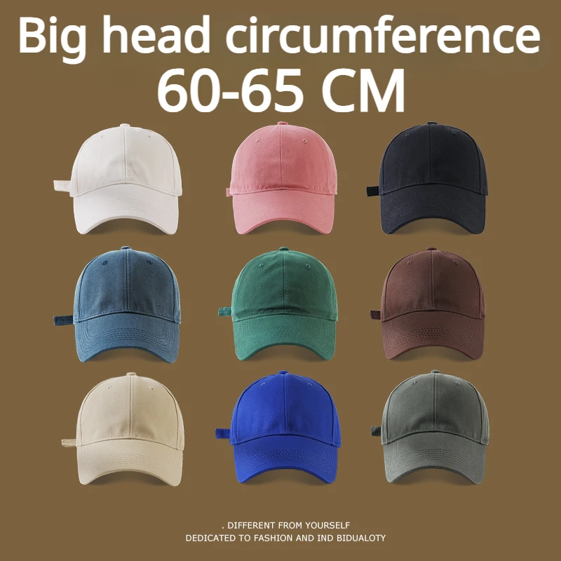 Große Größe Baseball Caps Einfarbig Großen Kopf Mann Weiche Baumwolle Plus Große Größe Frauen Hüte 60-65CM gorras para caballero casquette Image