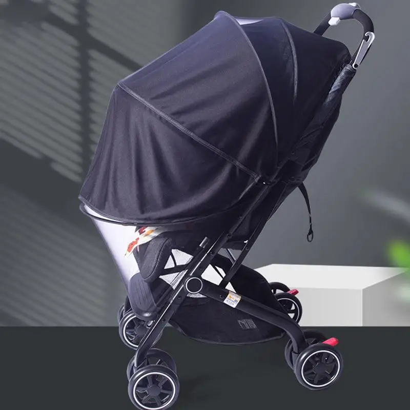Kinderwagen Sonnenschirm UPF50 Kinderwagen Mücken Mesh Net Baldachin Atmungsaktive Zwei-Wege-Reißverschluss Stubenwagen Befestigung Für Outdoor Baby Reisen