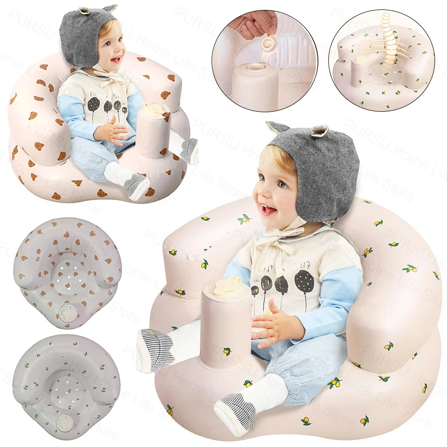 Aufblasbarer Baby-Sitz mit eingebauter Luftpumpe, Rückenstützstuhl für Kleinkinder, Baby-Sitzstuhl, tragbarer Duschstuhl, Bodensitzer, Sofa Image