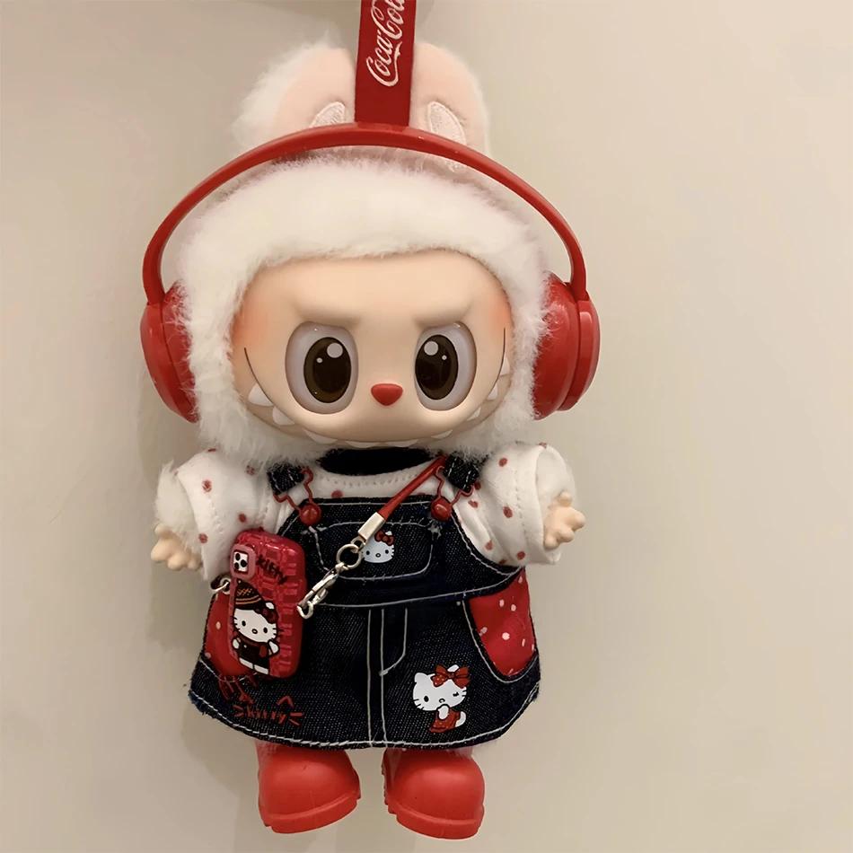2025 neue Für Labubu Kleidung Trendy Strap Rock 15/17 cm Puppe Cross-dressing Spiel Vinyl Puppe Labubu zubehör Decora Mädchen Geschenk Image