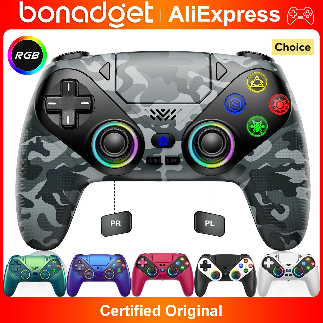 Controller für Playstation 5 PS5/PS5 Pro/Slim/PC Gamepads mit Hall-Effekt RGB Kabelloser Spielsteuerungs-Joystick Marco/Turbo-Programmierung Image