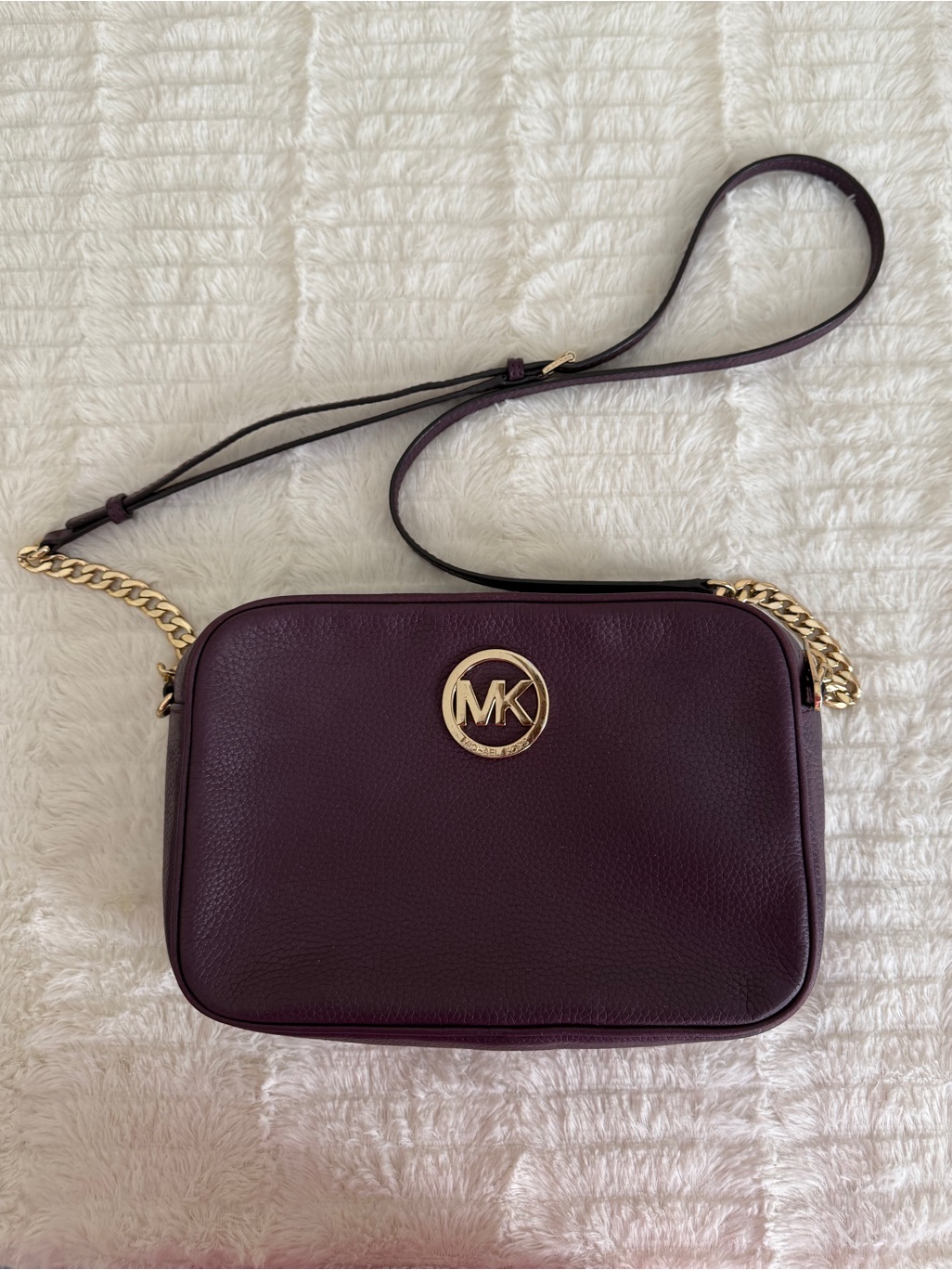 Michael Kors Bags | Women's Mk Leather Crossbody Bag In Deep Plum | Color: Purple | Size: Os