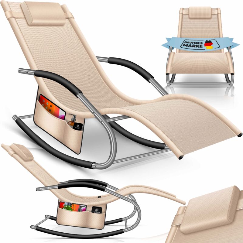 Kesser - Lettino Prendisole Lettino Relax Lettino Swing Lettino Da Giardino Sedia Da Giardino Sedia Pieghevole Sedia A Sdraio Sedia A Dondolo Sedia Ergonomica Reclinabile Beige