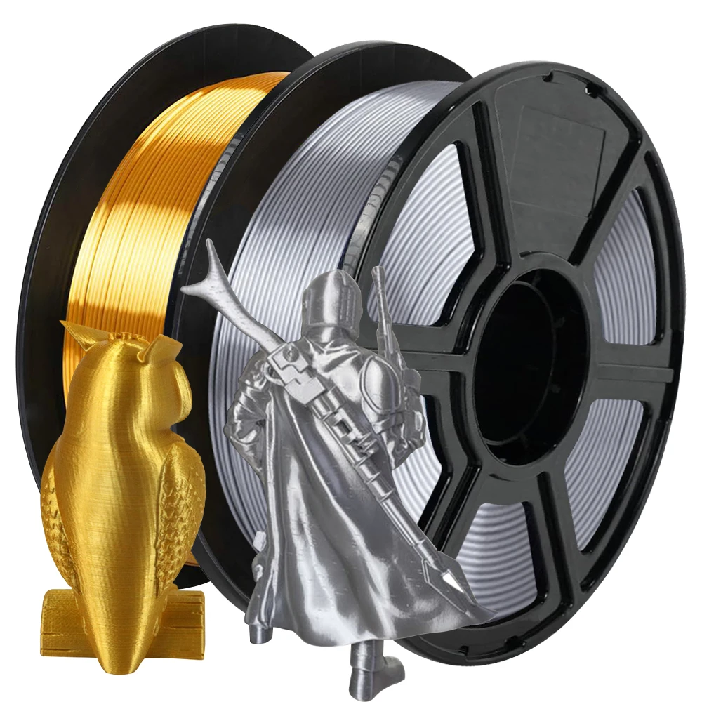 1,75 mm Seide, Gold und Seide, Silber, 3D-Drucker-Filament, 250 g Spule, hochpräziser, glatter Druck, kompatibel mit den meisten FDM-3D-Drucker Image