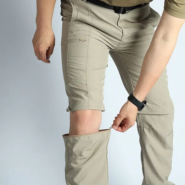 Herren-Wanderhose, umwandelbar, mit Reißverschluss, leicht, wasserdicht, schnell trocknend, Outdoor, Angeln, Reisen, Safari, Camping, abnehmbare Hose Image