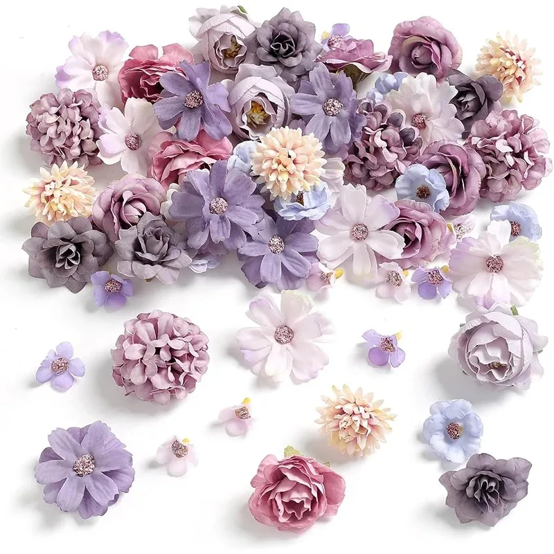 20 Teile/satz 4 cm Seide Rose Künstliche Gänseblümchen Blütenköpfe für Handwerk Kranz Hochzeit Dekor DIY Tisch Home Room Decor gefälschte Blumen Image