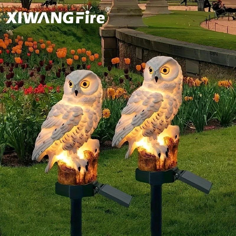 Solar-Eulen-Statue Gartenleuchte LED Wasserdicht Solarbetrieben Außendekoration für Garten und Terrasse, Tierförmige Eulen-Solarleuchte