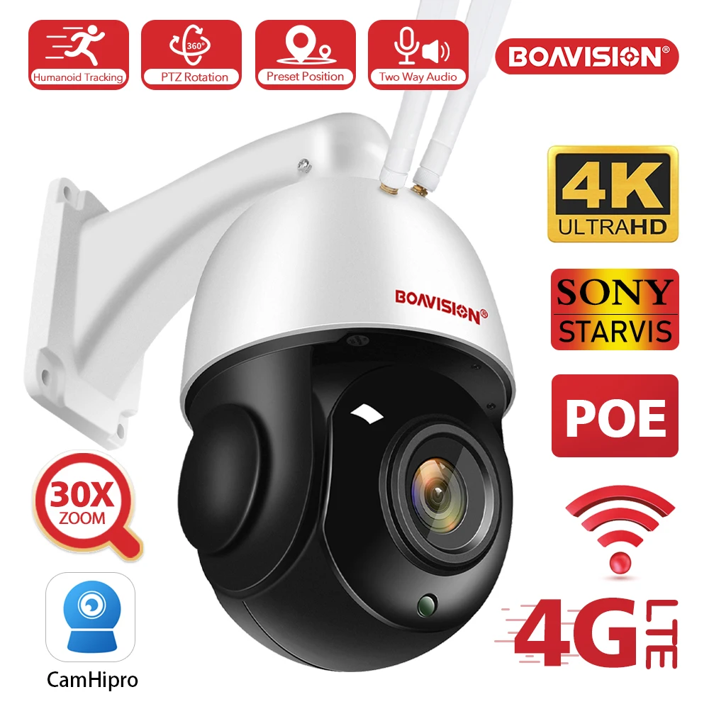 Außen-IP-Kamera 8MP 5MP 4G SIM-Karte WLAN POE AI Auto-Tracking 30X Zoom PTZ Speed Dome Zwei-Wege-Audio IR 80m Überwachungskamera Image