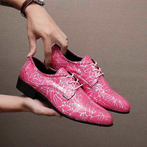 Rote Oxford-Schnürschuhe mit Crackle-Print für Herren – ein ausdrucksstarkes Schuhwerk für stilbewusste Männer, ideal für Hochzeiten, Bankette, Partys und festliche Abendgarderobe. Image