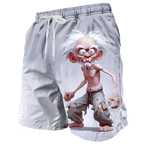 Herren Comic-Figuren Lustig Alter Mann Badehosen Badeshorts Boardshorts Mittlere Taille Retro Vintage Outdoor Urlaub Alltagskleidung Seitentaschen Netzfutter Elastischer Kordelzug in der Taille Image